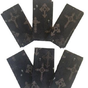 Handmade Cloth Napkins Set of 6 Black Cross Print
